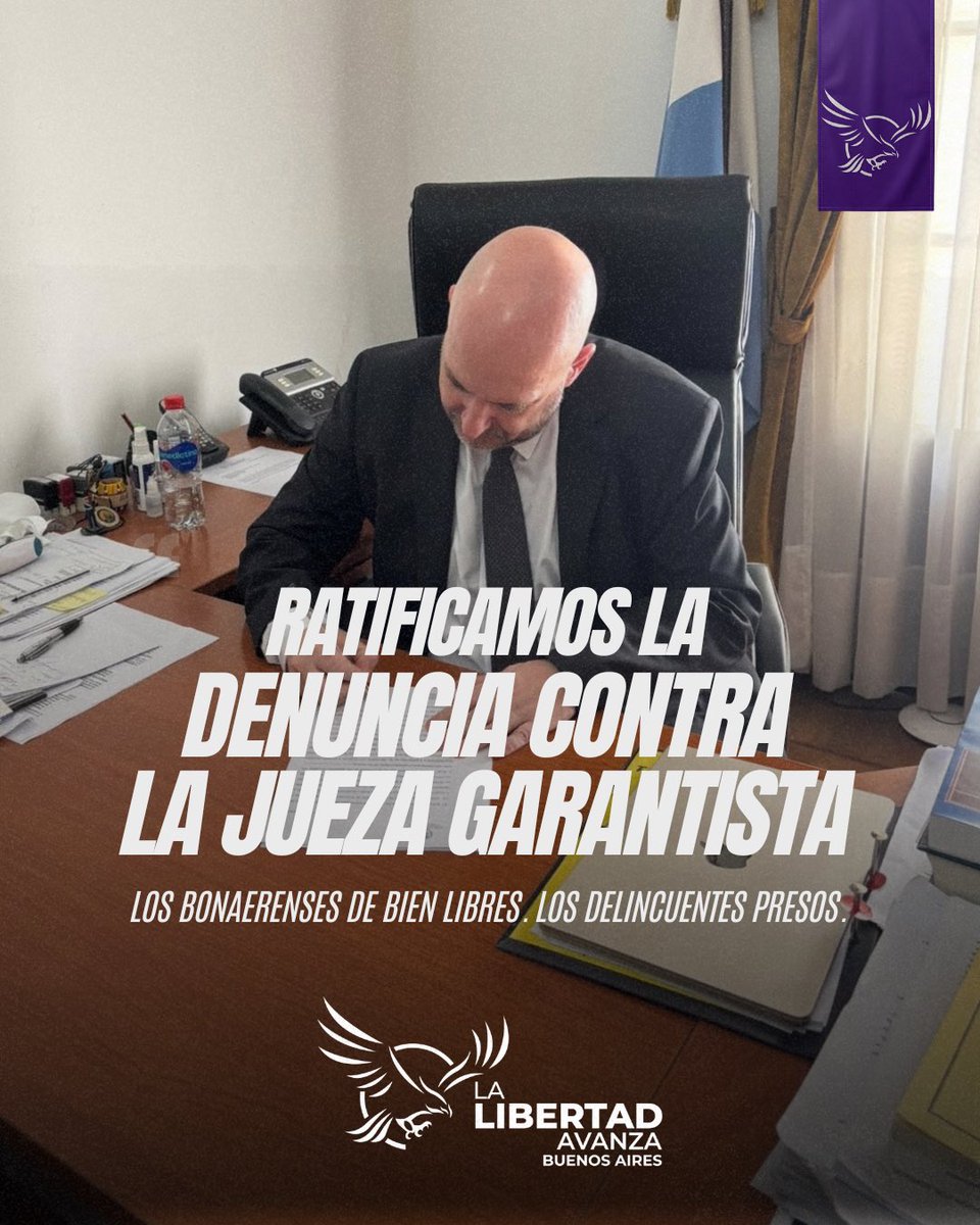 LLAenPBA's tweet photo. Ratificamos la denuncia contra la jueza Marta Pascual, quien suspendió temporalmente el Régimen Penal Juvenil en la provincia.

Los jueces garantistas amigos del poder son una amenaza permanente para todos los ciudadanos que quieren vivir en paz, y que los delincuentes estén en la cárcel. No nos vamos a resignar a convivir con ellos.