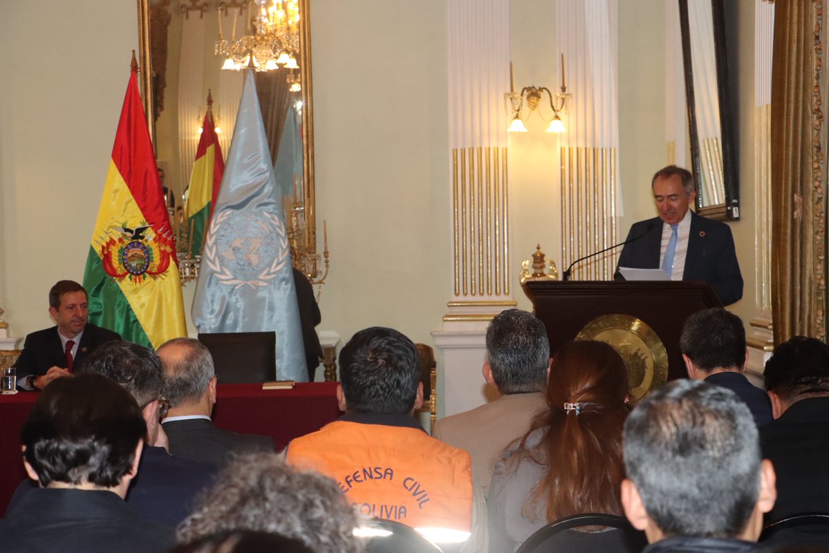 ONUBolivia's tweet photo. El Foro “Gestión de Proyectos bajo Coop. Técnica”, impulsado por @UNOPS_es y @MRE_Bolivia, reunió a autoridades nacionales y personal de UnidadesEjecutoras para conocer el trabajo de UNOPS como brazo operativo de🇺🇳 y dialogar sobre su rol en ejecución de soluciones innovadoras🌎 https://t.co/0Sz2s2ufeP