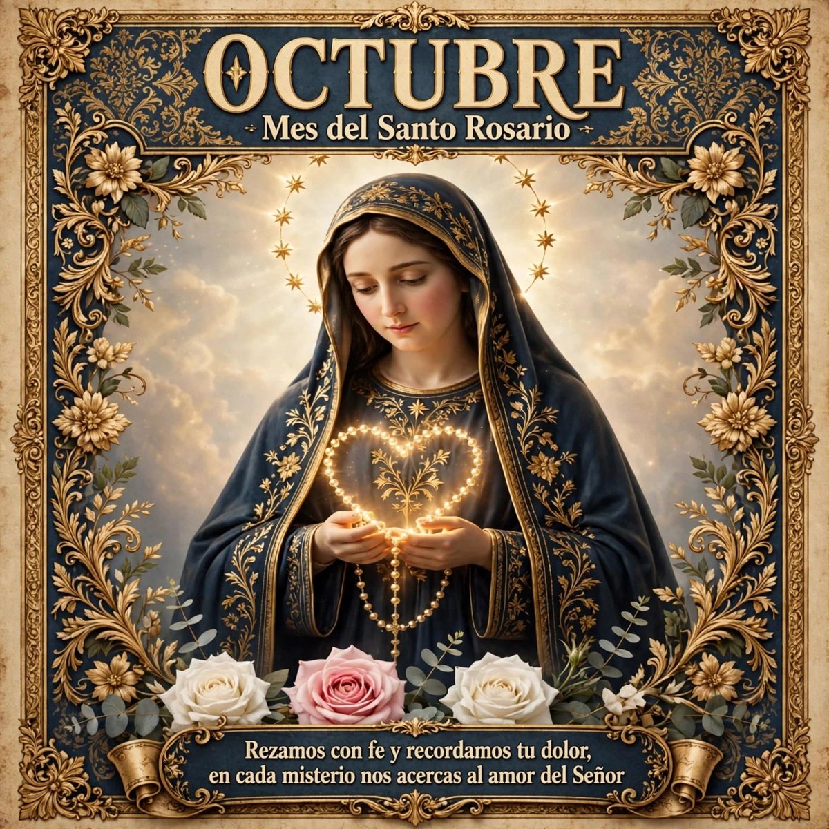 aquienoracion's tweet photo. OCTUBRE | MES DEL SANTO ROSARIO. 📿
Cada misterio y cada Ave María es una rosa de calma para ella y para nosotros.🌹
Escribe AMÉN  si crees en el poder milagroso de rezar el Santo Rosario 🙏 
#SantoRosario #virgendelrosario #rosario https://t.co/1y9XYo4vdm