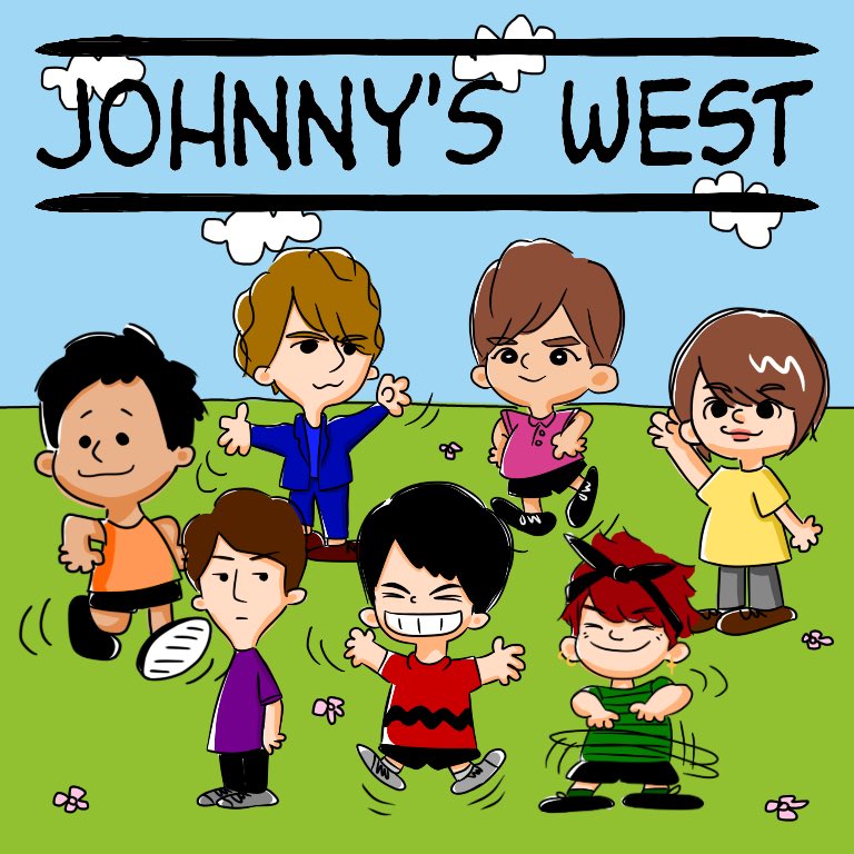 matori_884's tweet photo. 自分が似顔絵のお仕事を始める前に現役時代最初に描いたWEST.ここで添えておきます🎨
PEANUTSの世界ver.🌈

数えきれないほど救われました！
これからも一番大好きです！
ほんまサンキューサンキュー！🙌 https://t.co/DSM1Ndz0jn