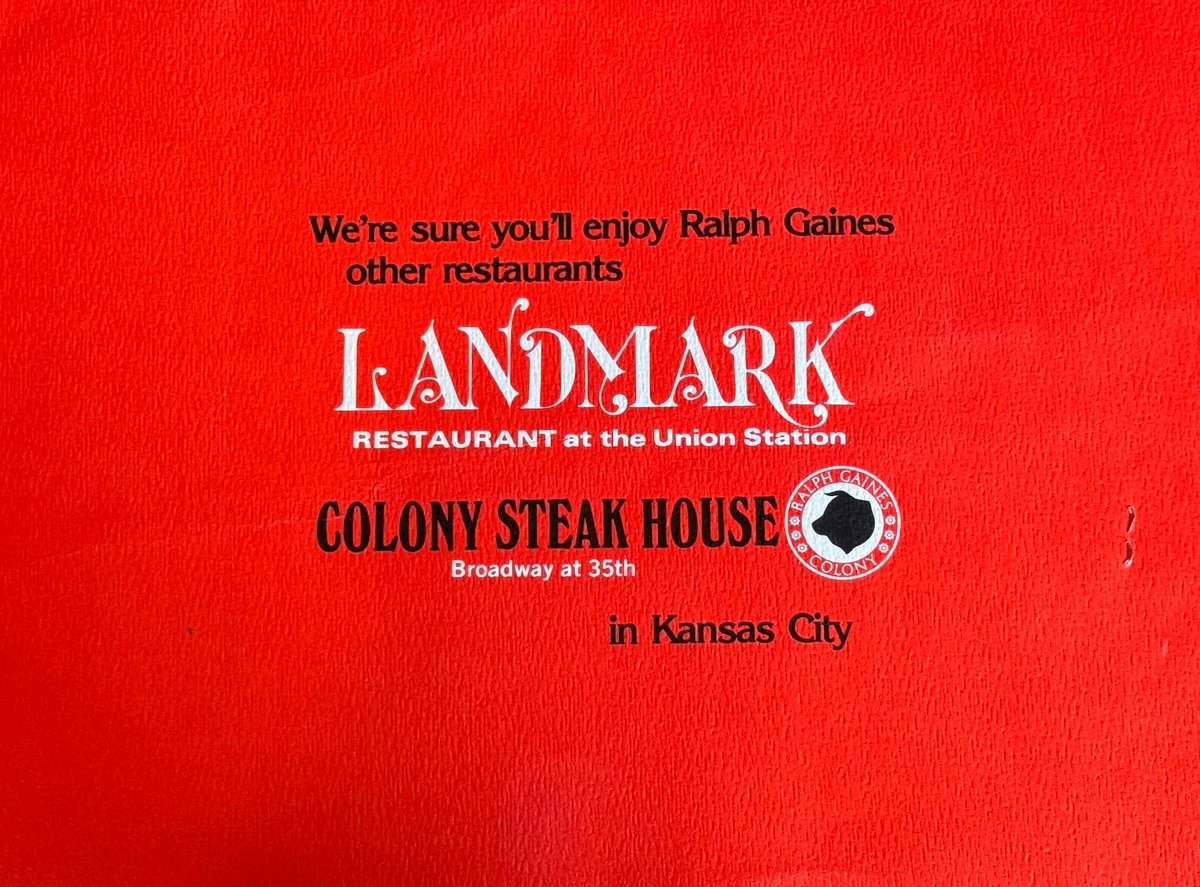 UnionStationKC's tweet photo. A throwback to a former Union Station favorite dining destination, the Ralph Gaines Lobster Pot. 🦞  Featured here is a complete menu from the Lobster Pot, which opened at Union Station in 1976 and closed in 1989, six years after Union Station itself had closed to the public, other than Amtrak’s inflatable bubble inside Grand Hall.