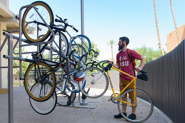 ASULiveSafe's tweet photo. Battery-powered scooters, bikes and similar devices are prohibited inside ASU buildings. Damaged batteries and indoor charging can pose a fire risk. Store them outside at bike valets or designated racks. 

Call 480-965-3633 if you see a battery-powered device in an ASU building. https://t.co/EaFaFKlJ77