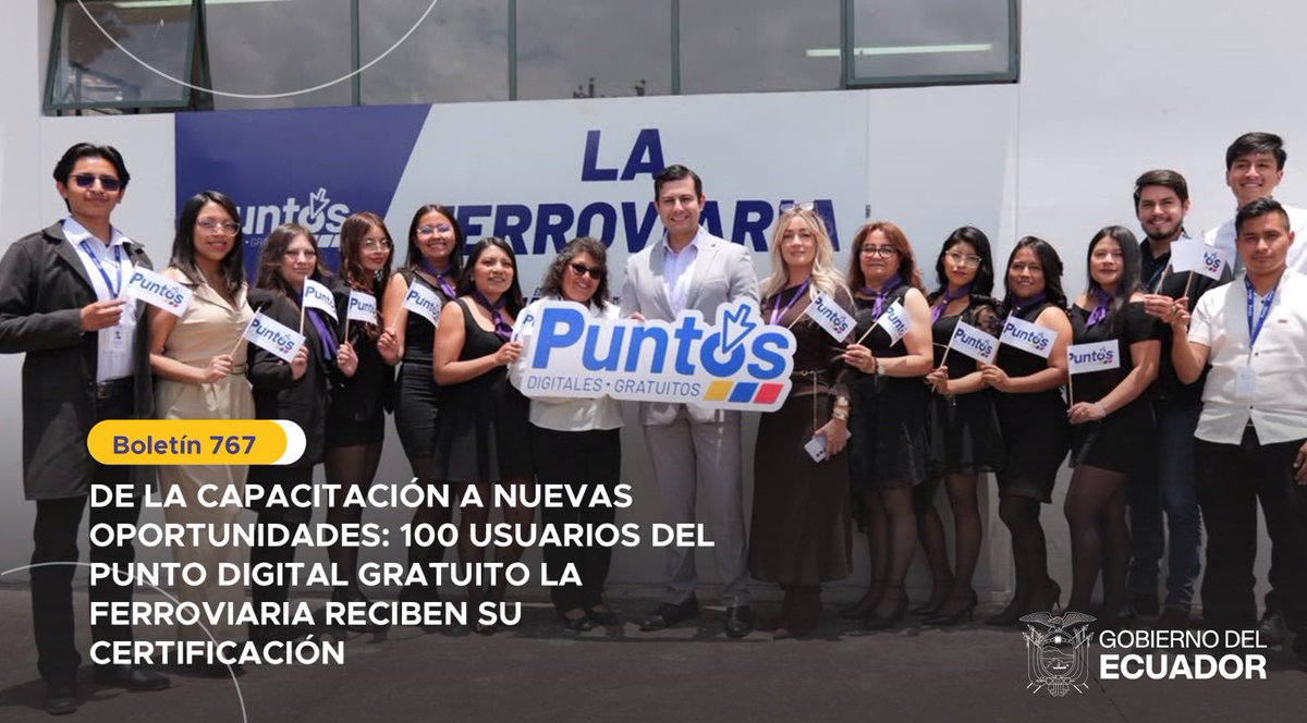 MIT_Ecuador's tweet photo. 📌🗞️#Boletín | De la capacitación a nuevas oportunidades: 100 usuarios del Punto Digital Gratuito La Ferroviaria reciben su certificación

Más información 👉 https://t.co/sLVQa9NrtU https://t.co/0Hmq1PGC73