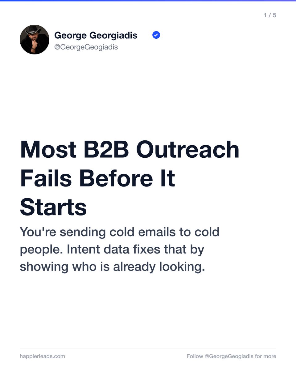 GeorgeGeogiadis's tweet photo. Cold outreach does not fail because of bad copy. It fails because you are talking to people who are not looking yet. Intent data fixes that — reach the buyer mid-research, not mid-quarter. https://t.co/KNsnugHctl