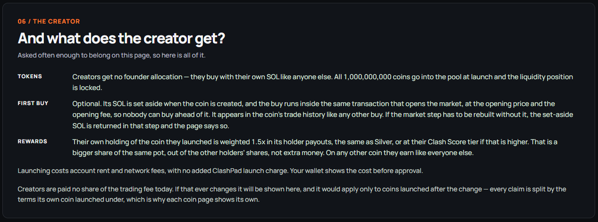 ClashPadFun's tweet photo. ClashPad creators launch fair. 🚀

No founder allocation. All 1B tokens enter the pool at launch with locked liquidity.

Creators also get 1.5x holder rewards on their own coin, or more with a higher Clash Score tier. 👇

https://t.co/Ix6bTfHpvz https://t.co/Ftnw5AtvK5