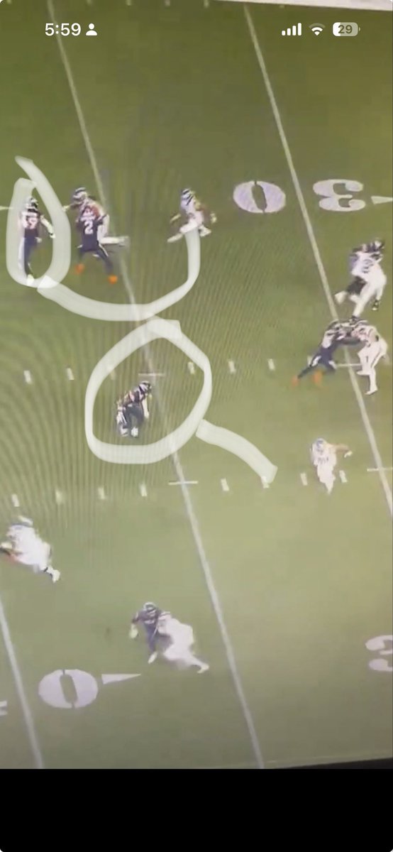strip4luhban's tweet photo. @BadN3wz_Va @DNVRSportsFan15 You must not watch football… this isn’t zone coverage 😭😭 it’s man they dropped and both went to they man as I showed in pic https://t.co/qLKFGOIGtz