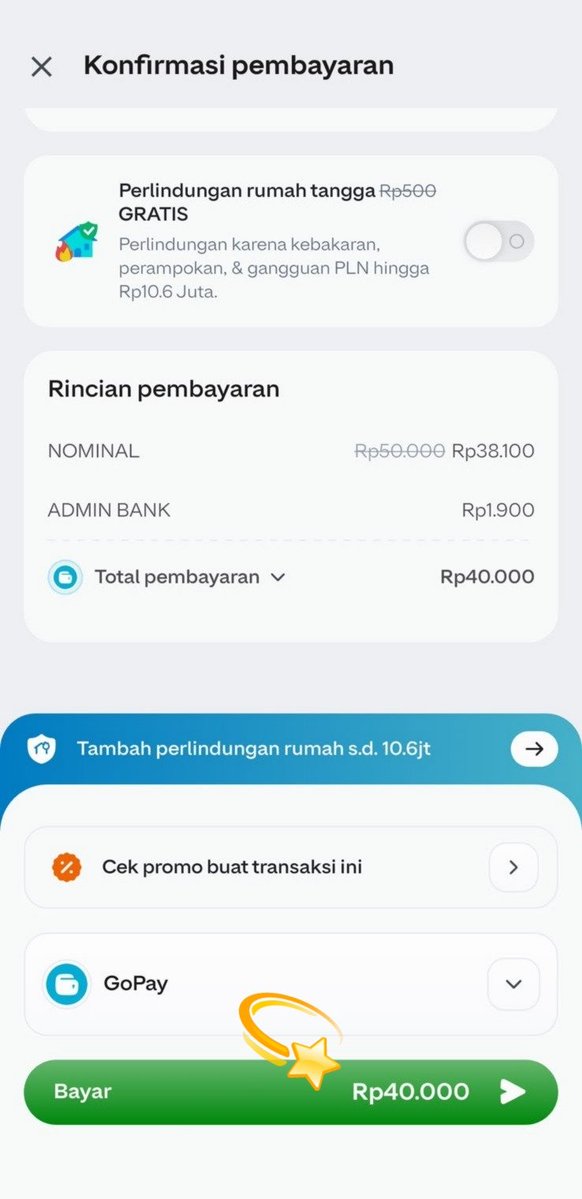 fluffysoffttofu's tweet photo. saatnya isi token listrik nih guys. dan di gopay lahi ada promo #PLN50RBCUMA40RB lohh. hemat banget kan https://t.co/sWpovWDCIt