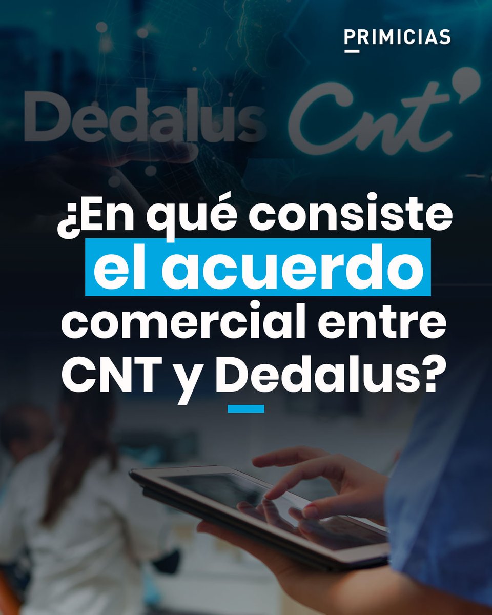 Primicias's tweet photo. El gerente general de la Corporación Nacional de Telecomunicaciones (CNT), Ronald Spina, anunció que se firmó el acuerdo comercial con Dedalus. https://t.co/X62jBL07XQ https://t.co/wml2ENFqbW