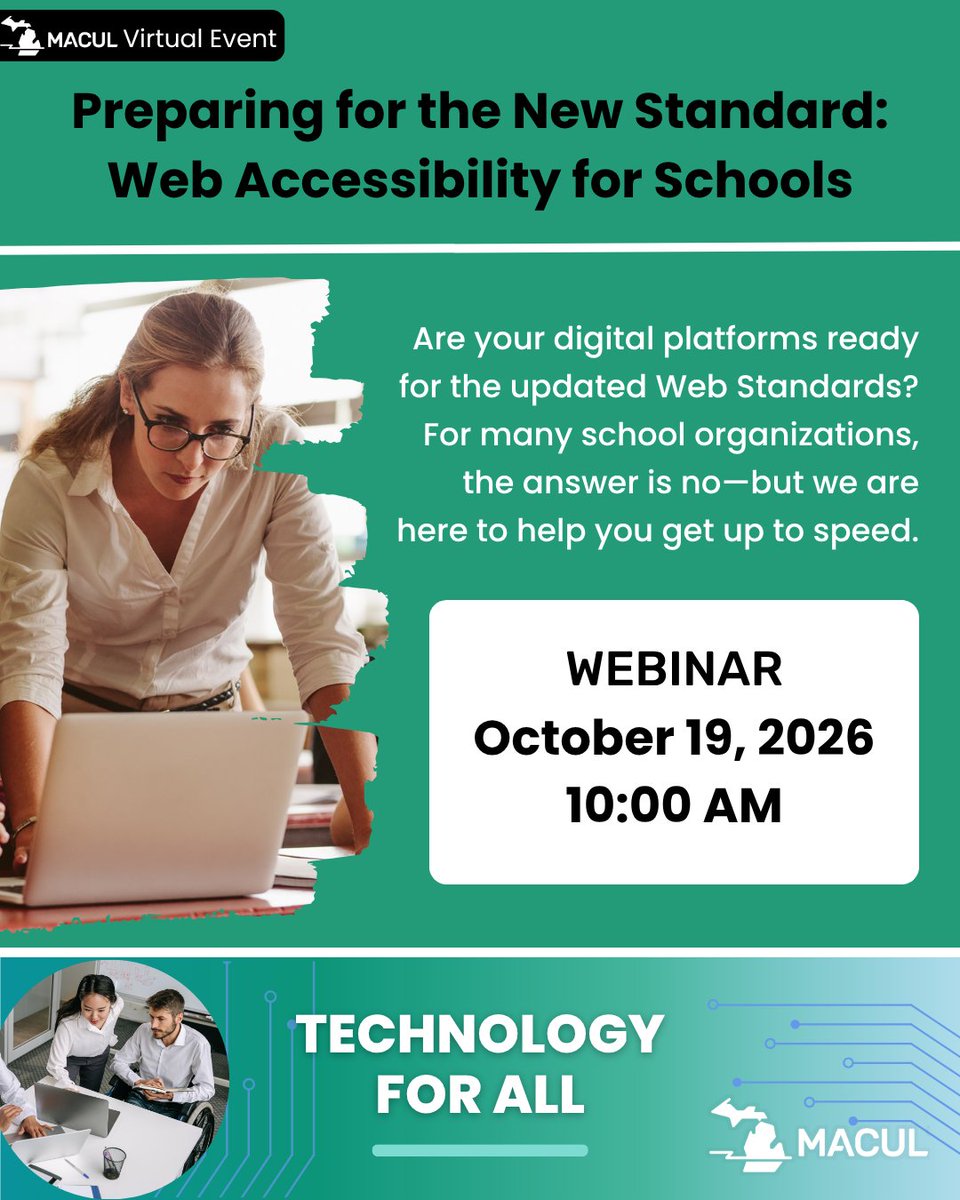 MACUL's tweet photo. MACUL is more than a conference—we’re your year-round EdTech partner! Check out our upcoming virtual series, webinars, and accessibility tools to elevate your district's digital strategy.

🔗 Learn more at https://t.co/hPCeKM1V16! https://t.co/nJE90rlaod