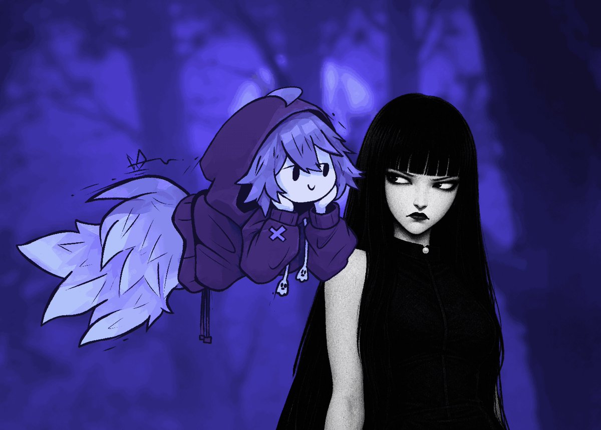 GameboiAdvanced's tweet photo. Aight meet Koko the Yokai. While Habbit willingly joined Saith's game, Koko was taken against her will..and despite that, Saith genuinely likes her like she does with Habbit. Though the feeling is not mutual with Koko...I mean she didn't ask for any of this. https://t.co/hgBMqG3ekb