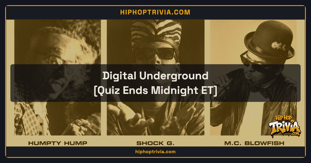 HipHopHistoryGy's tweet photo. Were you today years old when you found out Shock G, Humpty Hump and MC Blowfish are all the same guy?
Take the Digital Underground themed quiz, now at https://t.co/yd996CbvCG #DigitalUnderground #HumptyHump #hiphoptrivia https://t.co/BMIYva1yun