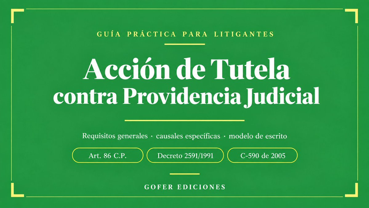 juridicascol's tweet photo. ⚖️ GUÍA PRÁCTICA PARA LITIGANTES: ACCION DE TUTEA CONTRA PROVIDENCIAS JUDICIALES

Conoce sus requisitos generales, causales específicas y reglas jurisprudenciales para determinar cuándo procede frente a una decisión judicial.

Para Descargar  👉  https://t.co/pwgDDsKY71 https://t.co/118IkzHO6x