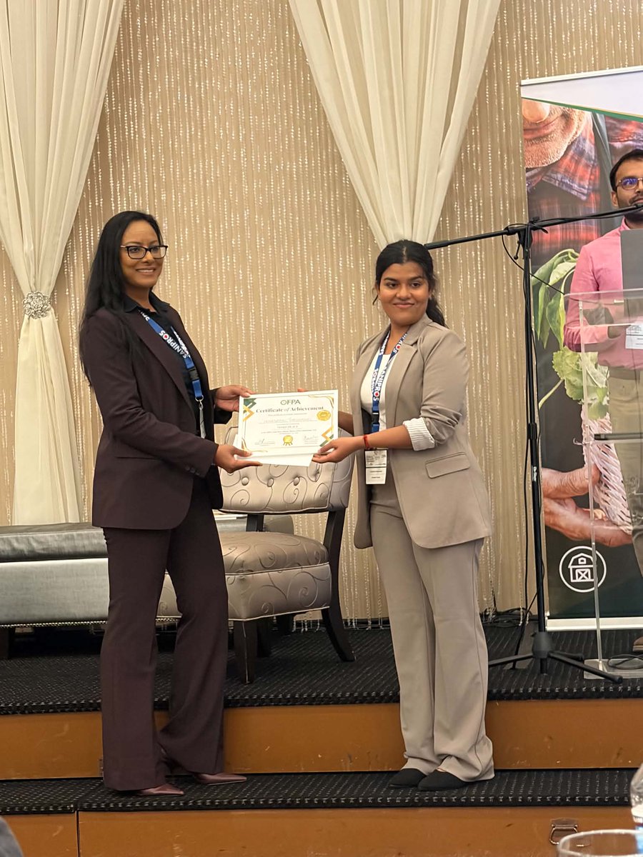 kwarrine's tweet photo. Congratulations to Hematharani Thangavadivel for being amongst the award winners at this years #OFPA Clive Kingsbury competition - presenting her work on a novel non-thermal process for inactivating pathogens in raw milk destined for cheese production #UoG #rawmilk https://t.co/cwneBX2bTz