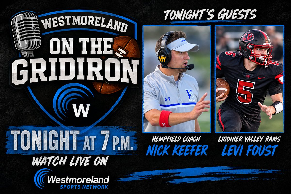 WestmorelandSN's tweet photo. We're being joined by Hempfield football coach Nick Keefer RIGHT NOW on Westmoreland on the Gridiron!

Watch here ⏩ https://t.co/qBoaM8dBC4 https://t.co/p6qvrbQU8P