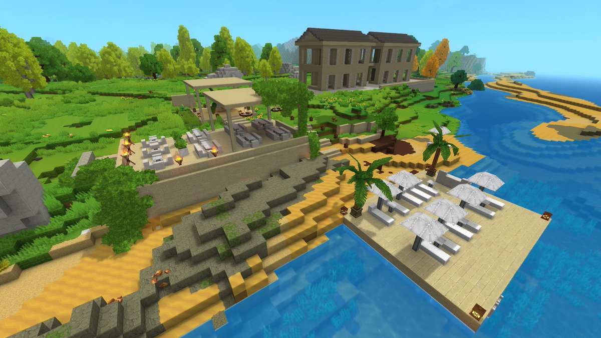 XGrifom's tweet photo. New coastal town project that I started on Hytale, decided to build a beach club first and now im working on the yacht club for the future marina.

#hytale #hytalebuild #coastalarchitecture https://t.co/ERnQxaPsnH