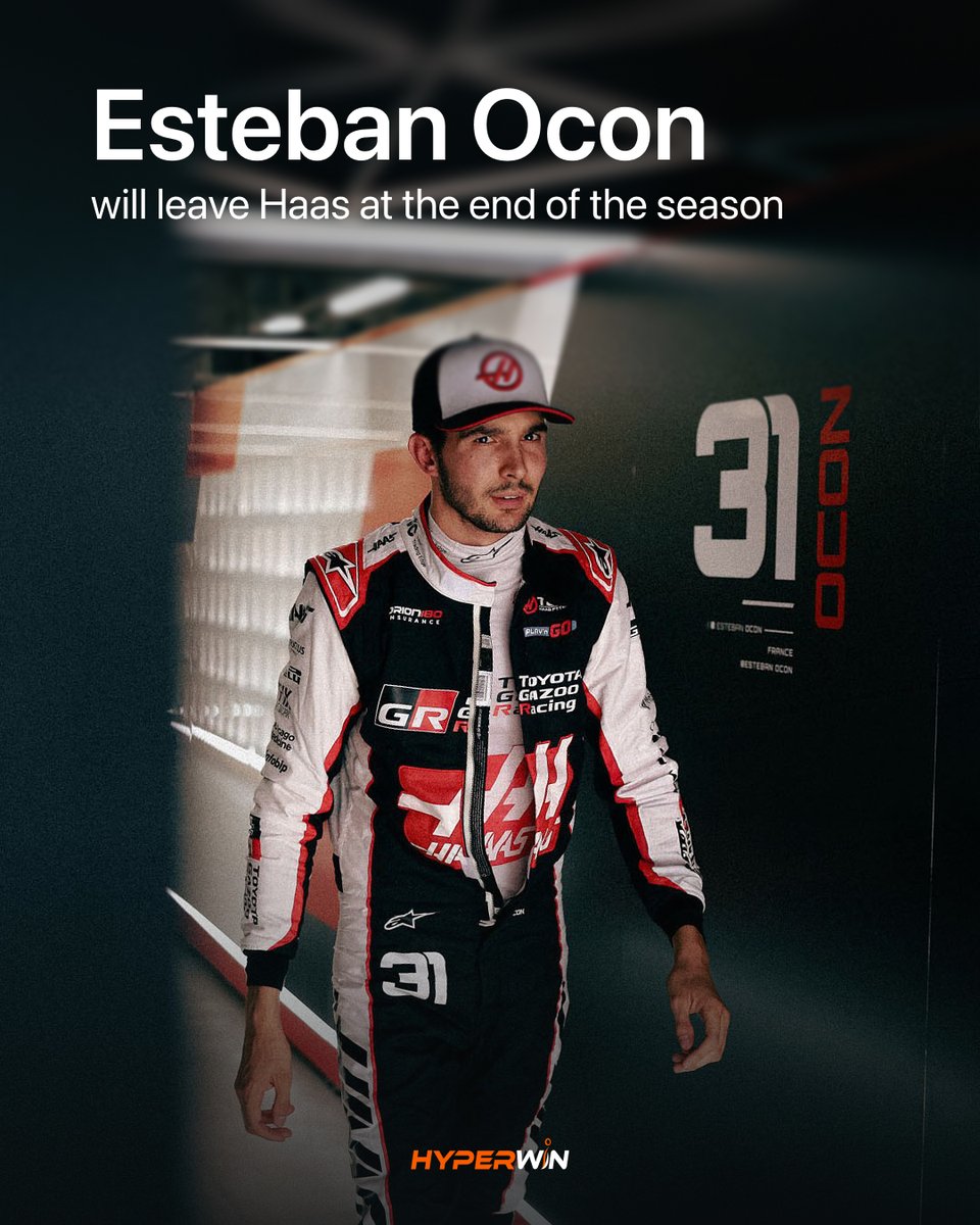 Hyperwinmedia's tweet photo. Esteban Ocon will leave Haas at the end of the season after two years. Seven points to Bearman's 20 in 2026.
Rafael Camara is reported favourite for the seat. Where does Ocon go? ๐
#Hyperwin #F1 #Ocon #Haas #F1Silly https://t.co/xWpU8ZvbMd