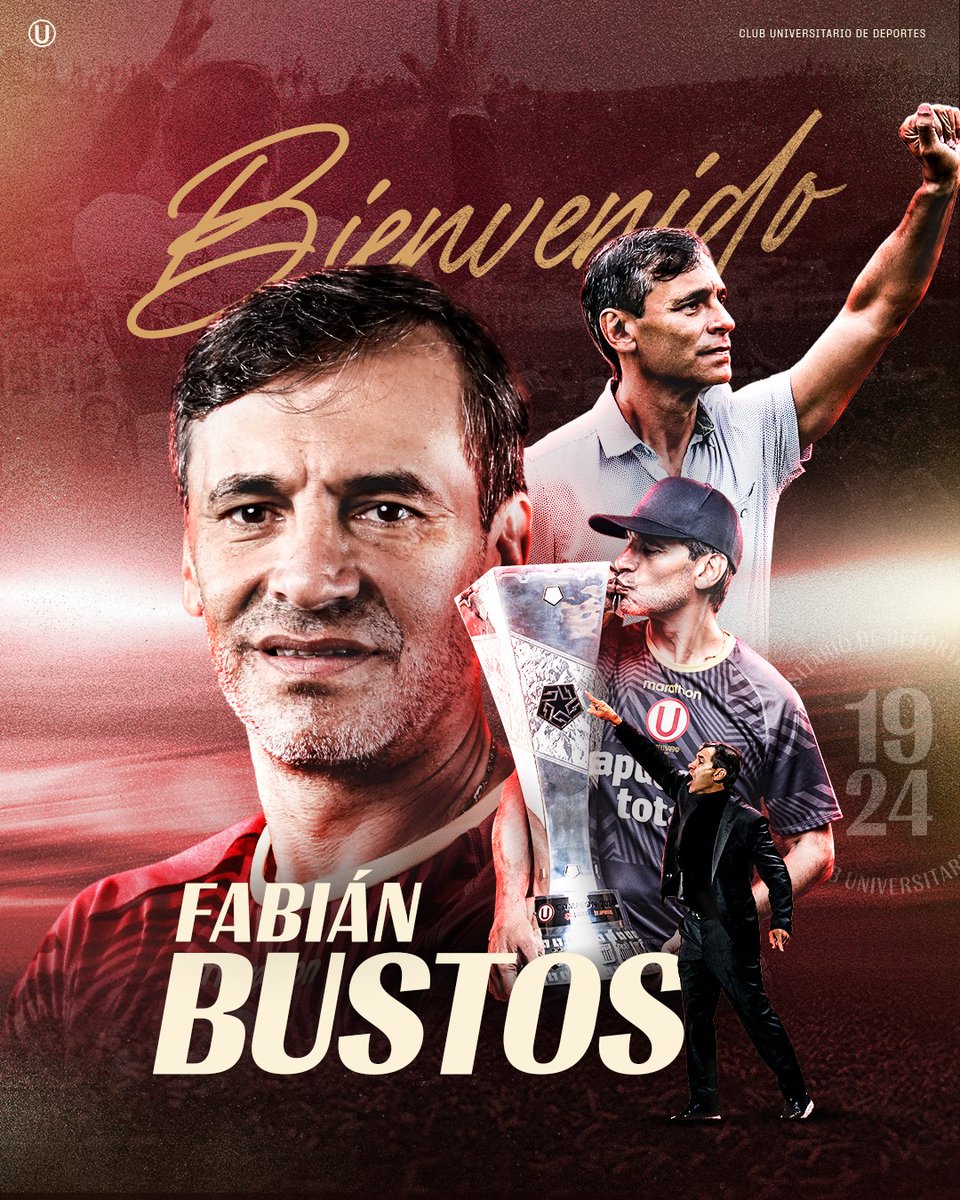 Universitario's tweet photo. 𝗗𝗘 𝗩Ⓤ𝗘𝗟𝗧𝗔 𝗘𝗡 𝗖𝗔𝗦𝗔 💪💛

Fabián Bustos Barbero, DT de nuestro centenario y uno de los artífices de la ⭐28, regresa al banquillo del único grande.

¡A seguir escribiendo la historia, profe! 🙌

#ConLaUsiempre https://t.co/VjAD6x8b7O