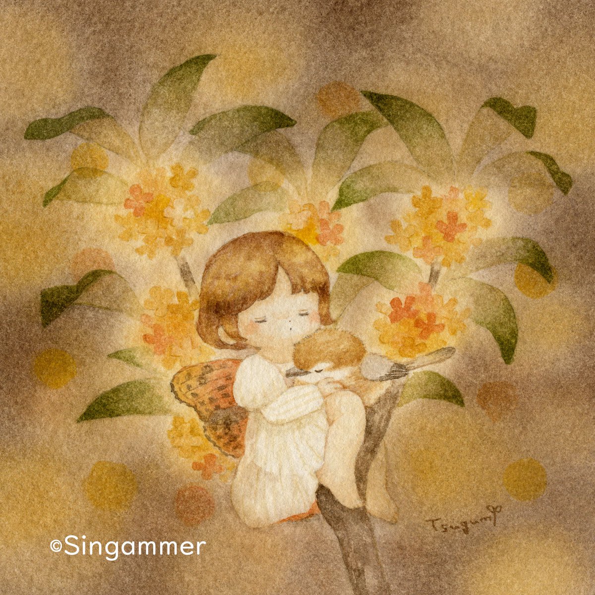 makichuko's tweet photo. 「秋の香りに包まれて」

カレンダーの10月のイラストです🌼*･

やっと涼しくなってきましたね！
今月も頑張っていきましょう！☺️

#Singammer https://t.co/VXNKT9pVTd