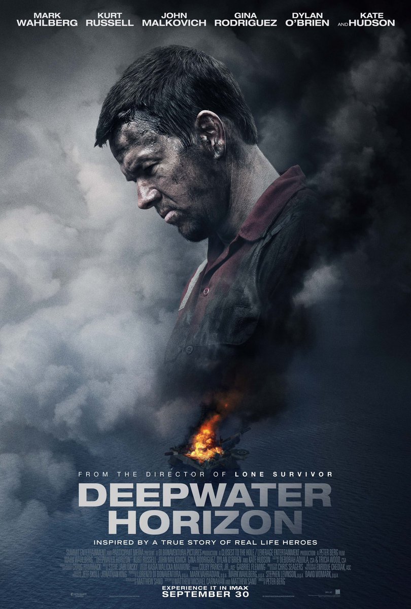 FilmNewsNos's tweet photo. 🎬MOVIE HISTORY: 10 years ago today, September 30, 2016, the movie ‘Deepwater Horizon’ opened in theaters!

#MarkWahlberg #KurtRussell #JohnMalkovich #GinaRodriguez #DylanOBrien #KateHudson #EthanSuplee #TraceAdkins #BradLeland #JoeChrest #JamesDuMont #DaveMaldonado #PeterBerg https://t.co/xTEhGj2utT