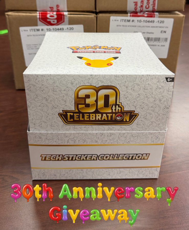astro_degens's tweet photo. 🔥 30th Anniversary Sealed Tech Sticker Display GIVEAWAY! 🔥

Estimated at $400 value featuring 36 packs! 🎁

We’ve had an incredible release week, shipping out thousands of packages, and we wanted to celebrate by giving something back. 

Thank you all for the amazing support! 🙏

Just follow, like, RT & Bookmark, reply for a chance to win

2 winners will be picked in 5 days!

Good luck, Trainers!