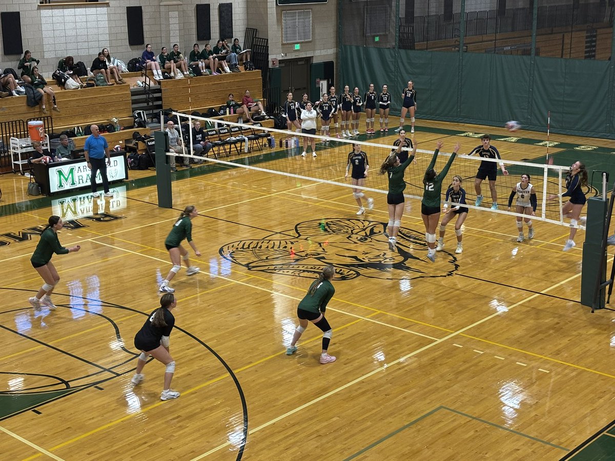 GORAMSathletics's tweet photo. Volleyball Final:
Marshfield 2
Hanover 3
The Rams took the first 2 sets (25-23, 25-23) , but Hanover battled back to take the next 3 (25-13, 26-24, 15-6) Olivia Cosman and Ella Rousayne with a strong game for Marshfield. https://t.co/0X4SG5cllM