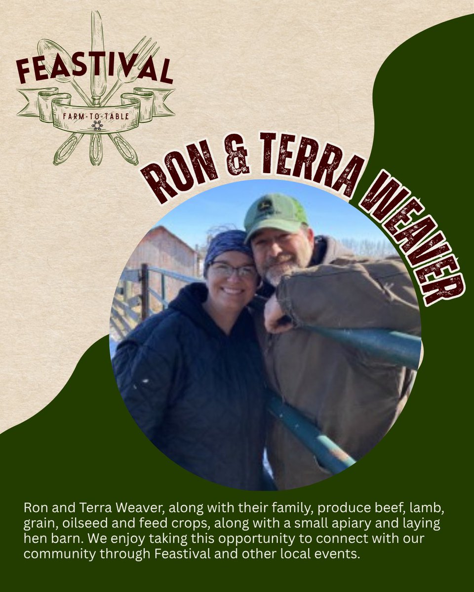 lloydexh's tweet photo. Ron and Terra believe in Feastival and supporting local so much, Terra joined the committee! When you believe in quality, you want to share it with everyone. You can find the Weaver family at Feastival. https://t.co/iLcVDjNlym