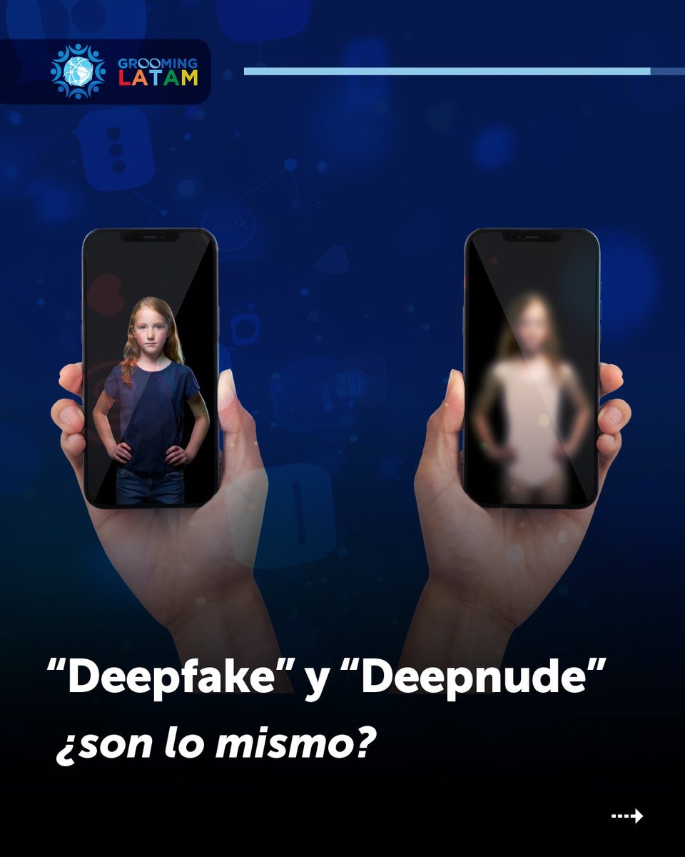 groominglatam's tweet photo. 🛑 HABLEMOS DE #DEEPFAKES Y #DEEPNUDES

🚀 Desde #GroomingLatam creamos la Primera Guía Regional para la Prevención de la Violencia Sexual contra Niñas, Niños y Adolescentes mediante el uso de #IA. 

📲 Descargarla ingresando a https://t.co/1J1tN9p0LZ⁠. https://t.co/Q59T81ihak