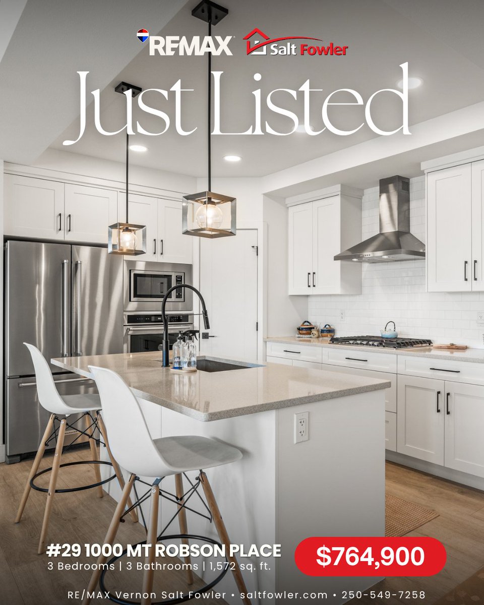 SaltFowlerBC's tweet photo. β¨ Turnkey three-level townhome in the Infinity complex with panoramic Kalamalka Lake views and direct access to Middleton Mountain trails.
π 29 1000 Mt Robson Place
π² $764,900
#JustAddSalt #SaltFowler #RemaxVernon #VernonRealtor #VernonRealEstate https://t.co/OAQqAzXyLe