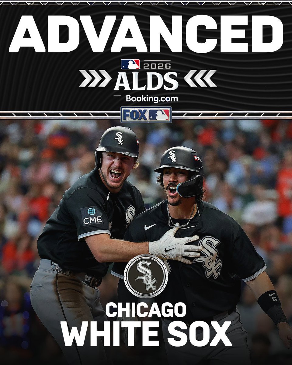 MLBONFOX's tweet photo. THE CHICAGO WHITE SOX COMPLETE THE TWO-GAME SWEEP IN HOUSTON AND ARE GOING TO THE ALDS TO PLAY THE GUARDIANS! https://t.co/YHoOFezsEQ