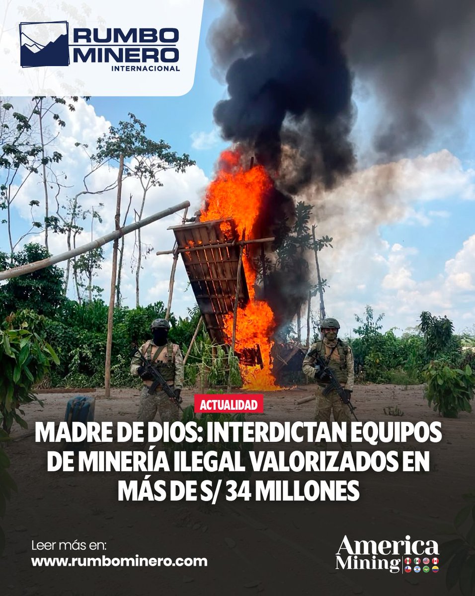 rumbominero's tweet photo. 🚁 Interdicción contra la minería ilegal en Inambari dejó una afectación económica estimada en S/ 34,3 millones. Incluyó 15 balsas draga y 23 campamentos.
👉 Más detalles: https://t.co/deEtO4mGOa
#MineríaIlegal #MadreDeDios #Inambari #Amazonía #Interdicción https://t.co/p1GWebKuSJ