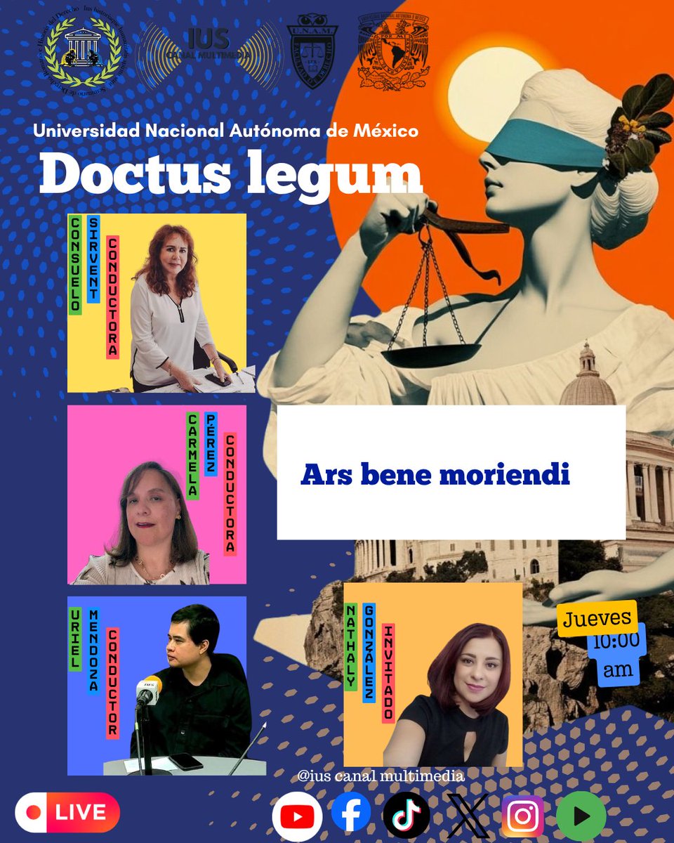 IUSCanalM's tweet photo. Sabemos mucho sobre cómo vivir… ¿pero alguna vez hemos aprendido a morir? 👀⚖️
En #DoctusLegum hablamos del Ars bene moriendi y reflexionamos sobre la muerte, la dignidad y el buen morir.
📅 Jueves | 10:00 h
🌐 https://t.co/1bKyLeZNzI
#BuenMorir #DerechoYCultura #IUS https://t.co/c0cn0pDnou