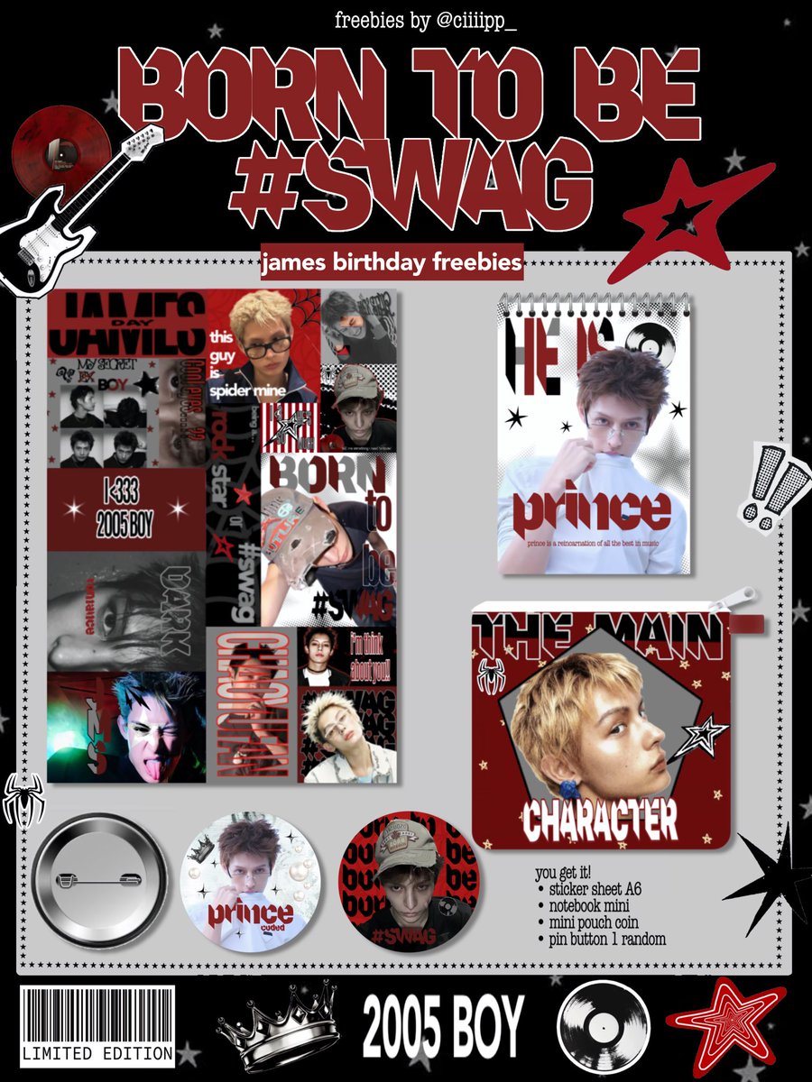 ciiiipp_'s tweet photo. 𝐁𝐎𝐑𝐍 𝐓𝐎 𝐁𝐄 𝐒𝐖𝐀𝐆🎸⛓️
freebies by @ciiiipp_

•rt &amp; like are appreciated 🖤
•for coerina only
•person = 1 set
•claim by 🍊10.10 at 18.00 wib
•set 15000 (no rf) 
•repply with #HAPPYBIRTHDAYJAMES 
yang repply bakal di tag pas up link co

🔗 : link co H-1 https://t.co/qGi7E517UY