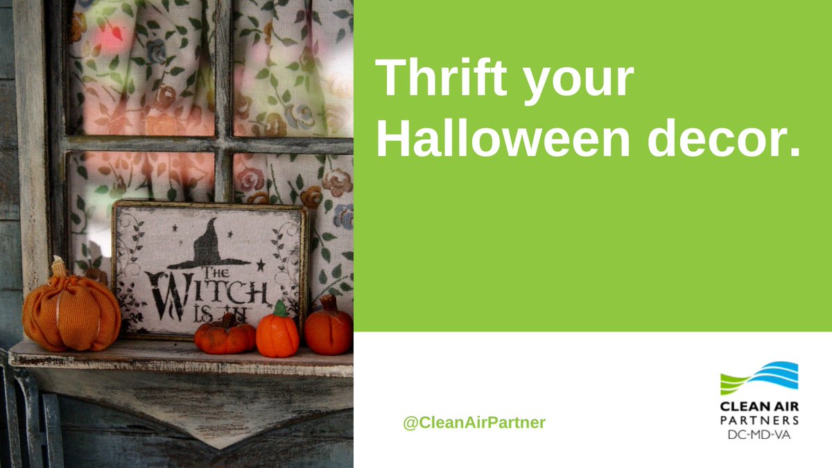 CleanAirPartner's tweet photo. Many Halloween decorations are made from non-recyclable plastic that can take 100s of years to decompose. To get in the spooky spirit while keeping pollution in mind, thrift your Halloween decor. Better yet: reuse what you have or make decor by hand!👻 #ReduceReuseRecycle https://t.co/hQRU5N8Xgq