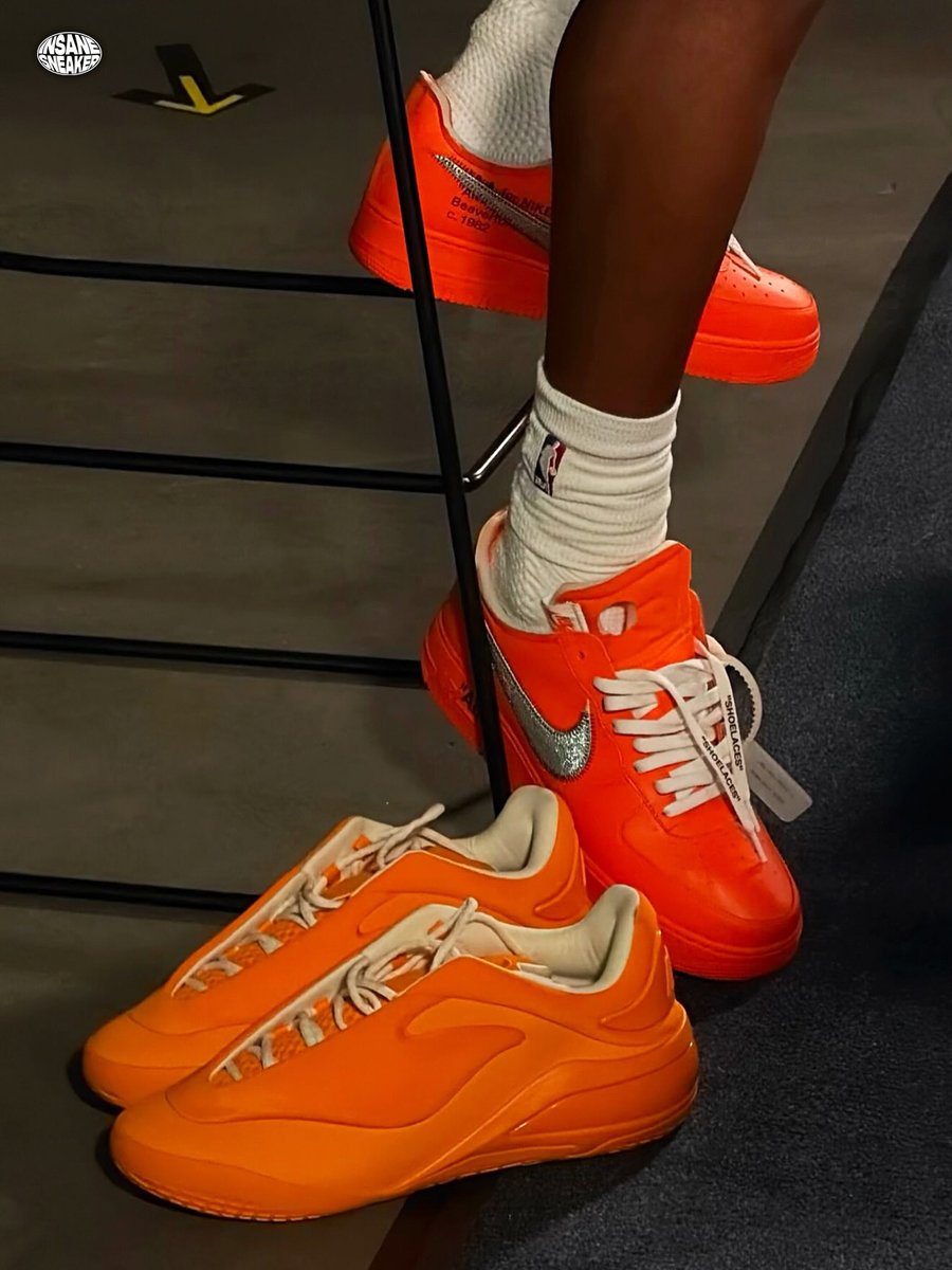 insanesneaker's tweet photo. Shai gives us a Closer Look at the Virgil Abloh Archive x Nike Air Force 1 Low ‘Orange’ 🍊 https://t.co/lNj983G89w