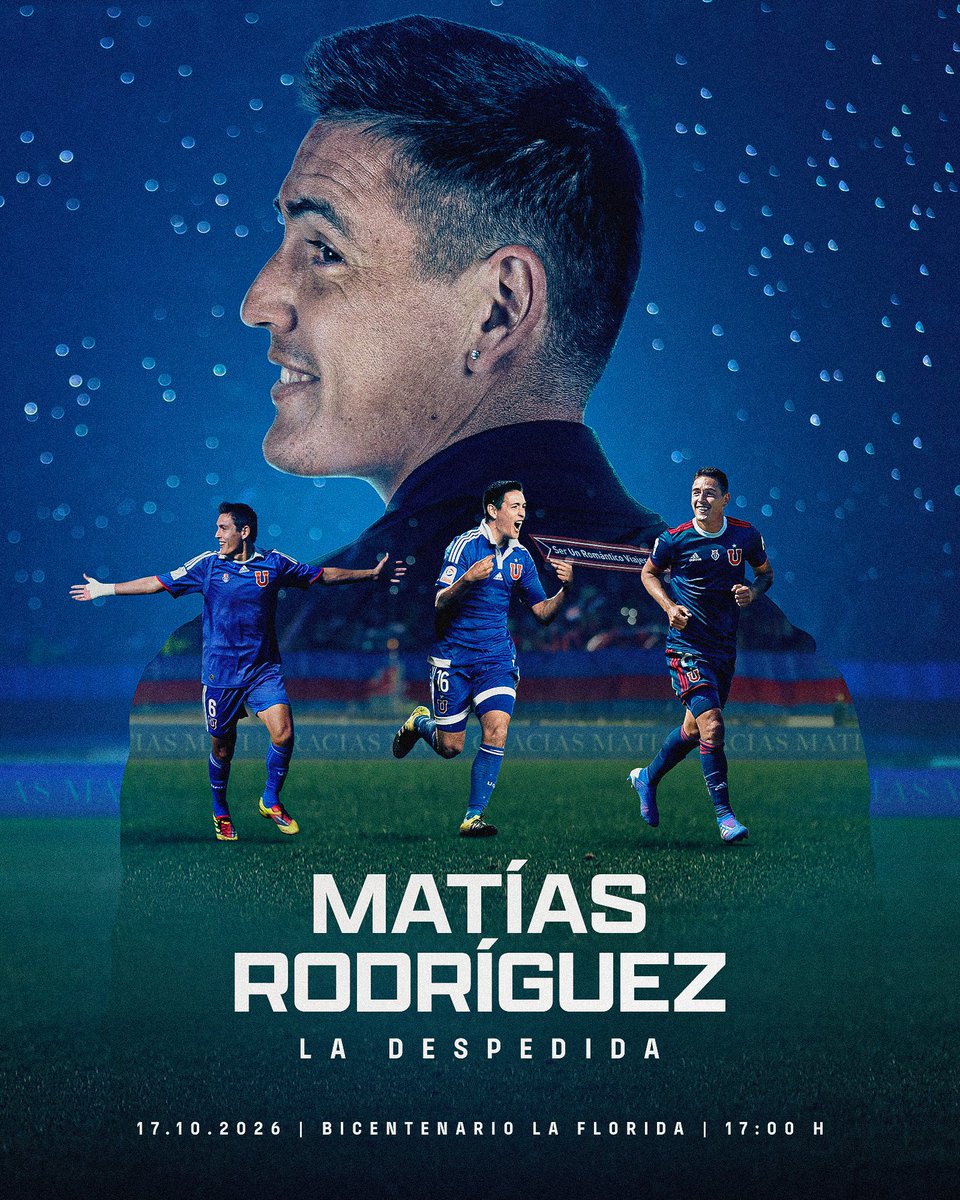 udechile's tweet photo. Este 17 de octubre en el Estadio Bicentenario de La Florida nos volvemos a encontrar con un ídolo 🤘🏼
El gran Matías Rodríguez se despide del fútbol y queremos acompañarlo en una jornada que será inolvidable junto a leyendas del Romántico Viajero, amigos y destacadas figuras del fútbol que animarán la fiesta para toda la familia bullanguera 🔵🔴

📅 Sábado 17 de octubre
⏰ 17:00 hrs.
🏟️ Estadio Bicentenario de La Florida

#LaHuellaEterna entradas disponibles en https://t.co/gRhGS2984s 🎟️
