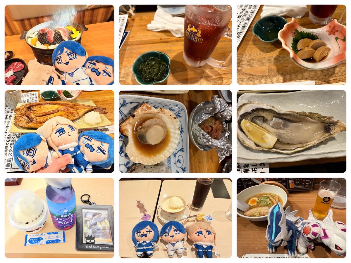 104moray30's tweet photo. 載せてない食べ物たち🐑🐟🍨
旭川でも札幌でもいっぱい食べて飲んだ！デカいと聞いてたけどホッケが想像してたデカさの倍あってわろた😂😂
というか全部デカくて美味い、これが北海道サイズかぁ https://t.co/mFInwCInp0
