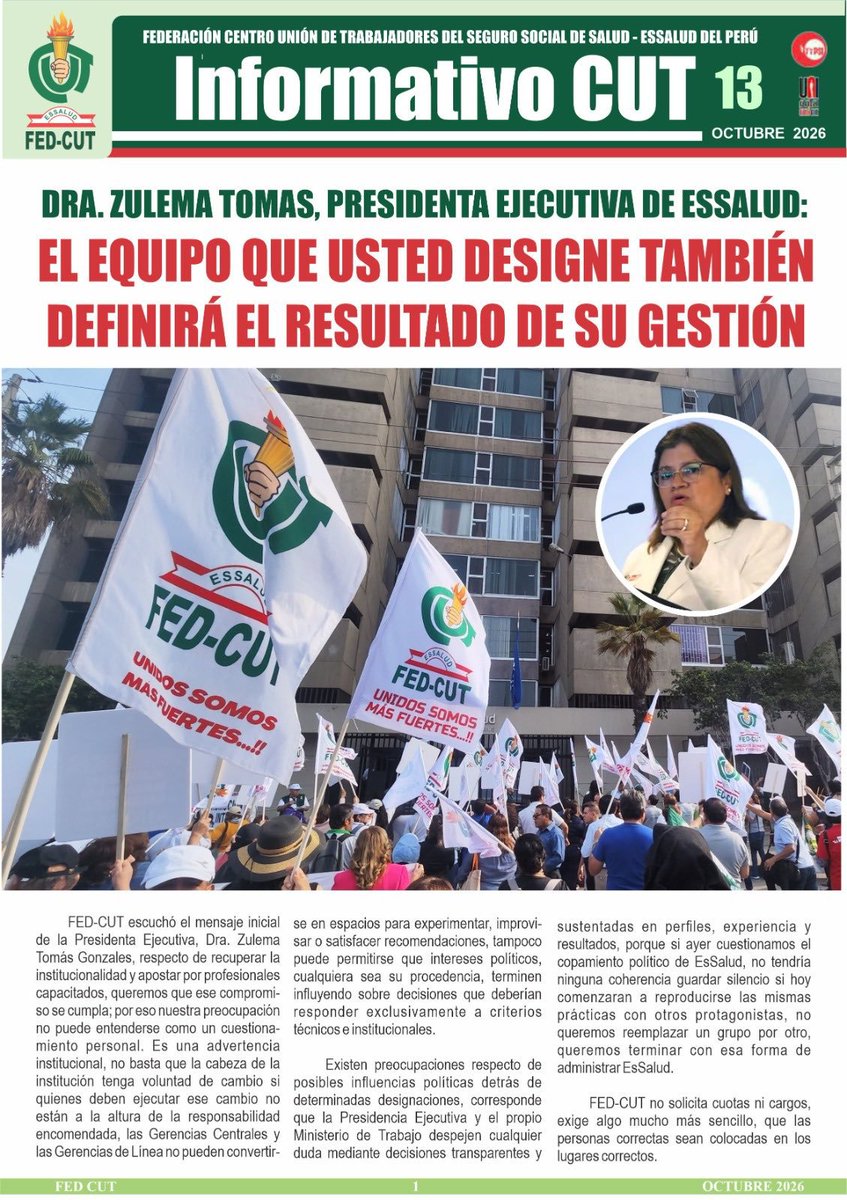 FedCut's tweet photo. 🚨 ¿CÓMO HACER REALIDAD EL CAMBIO EN ESSALUD? 🏥
No necesitamos "salvadores", necesitamos BUENOS GESTORES. Los problemas de EsSalud no se resuelven solo con discursos o reemplazando un grupo por otro, se resuelven con gestión, técnica y capacidad.
#FEDCUT #EsSaludEnAlerta https://t.co/OJ3fFiKZqa