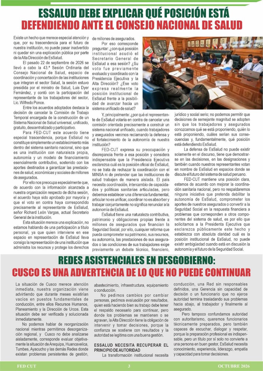 FedCut's tweet photo. 🚨 ¿CÓMO HACER REALIDAD EL CAMBIO EN ESSALUD? 🏥
No necesitamos "salvadores", necesitamos BUENOS GESTORES. Los problemas de EsSalud no se resuelven solo con discursos o reemplazando un grupo por otro, se resuelven con gestión, técnica y capacidad.
#FEDCUT #EsSaludEnAlerta https://t.co/OJ3fFiKZqa