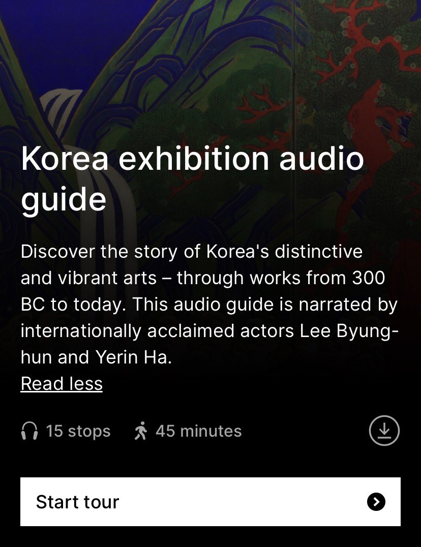 lbhkivee's tweet photo. a little preview of lee byung hun voicing the korea exhibition guide for british museum 

the audio guide is now available on the british museum app by buying the audio guide or using your own e tickets used for the exhibition tour that starts at october 1st 🤍 go listen the full thing !!