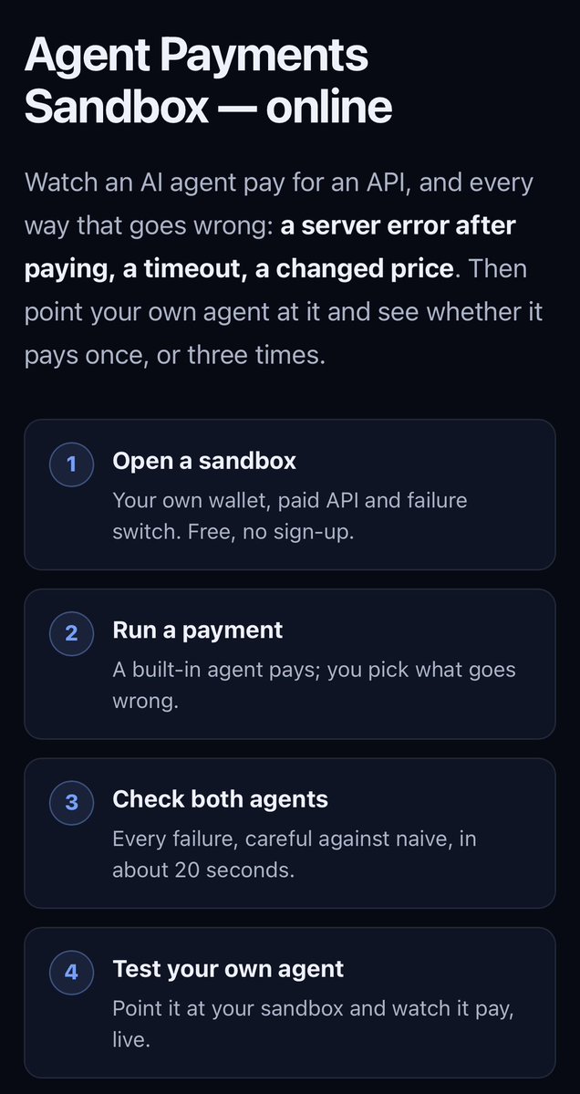 JorgeOrtega's tweet photo. AI agents won’t just use software.

They’ll buy from it.

We’re offering agent payments at Latitude 10.

Our new services and our Agent Payments Sandbox let developers build agents that can discover services, use them, and pay programmatically with x402. https://t.co/GRxsWQfFsq