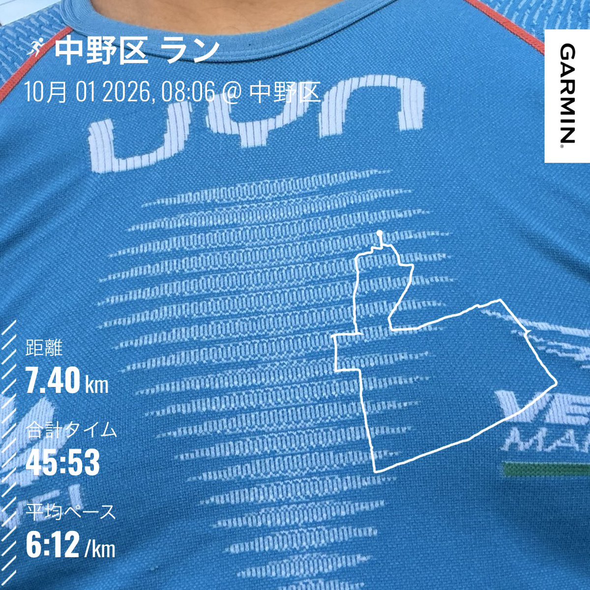 etohf's tweet photo. 朝ラン。cwx下ベネチアマラソン33rd UYN半袖T。土日月火水と5日休んだ。脚が軽いです。7.40km 45分53秒6:12/km。調子良いです。 https://t.co/vCe2Wg1wHh