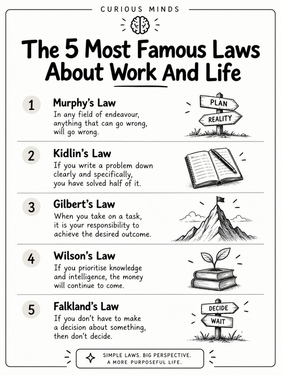 CuriousMindsHub's tweet photo. Five simple laws. https://t.co/LTC7aMuRss