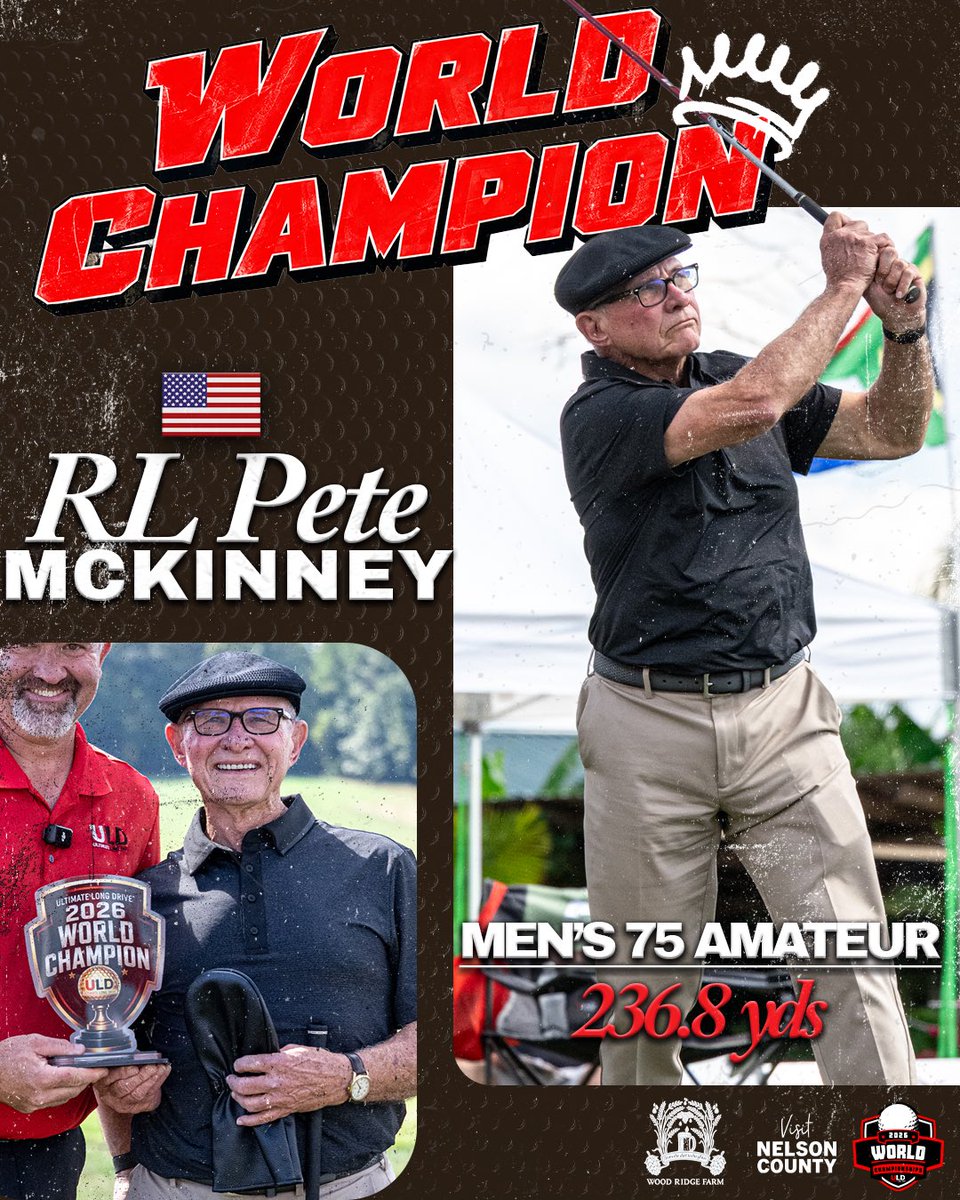 ULDChampionship's tweet photo. RL Pete McKinney is your Men’s 75 Amateur 2026 World Champion🏆🇺🇸
#ULD #ultimatelongdrive https://t.co/wXvooSF5Rc