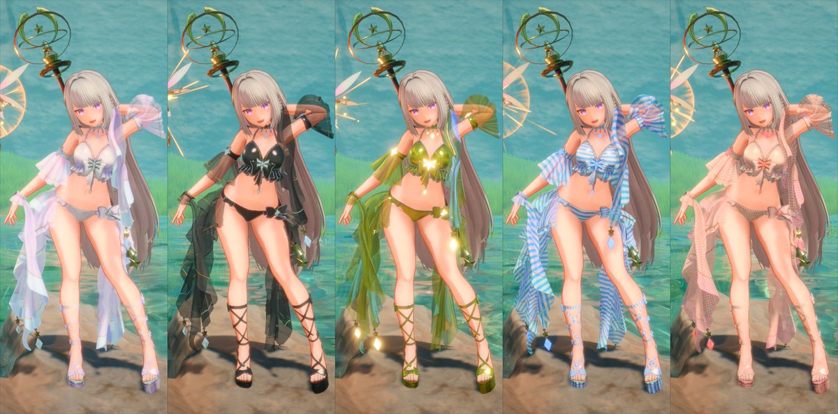 ys_game_jp's tweet photo. ようやく #蒐命のラスティル DLCのSteamページを公開できました…！🎉✨

ちょっと季節外れになっちゃいましたが…
水着衣装(5色)＋九尾アクセのセットです！🦊

🔹水着防具「アクア・エトワール」
🔹アクサセリ「九尾狐の尻尾」

「アクア・エトワール」は、腕・腰・足紐のパーツを個別でON/OFFできる特殊機能付きです。🛠️

【明日・10月2日】より配信予定です！

https://t.co/eDVljTMEzp

#indiegame
