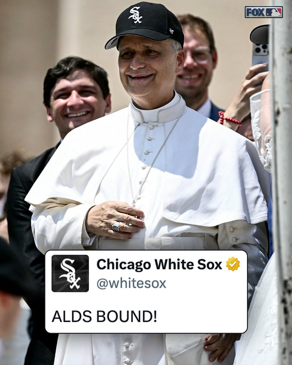 MLBONFOX's tweet photo. Pope Leo is happy with today's result! https://t.co/cXxRLnwDKZ