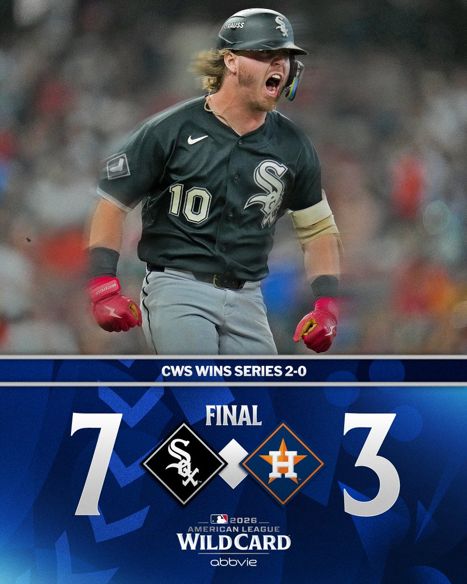 MLB's tweet photo. The @WhiteSox sweep Houston and advance to the ALDS!

(MLB x @AbbVie) https://t.co/LgDFU6OBGQ