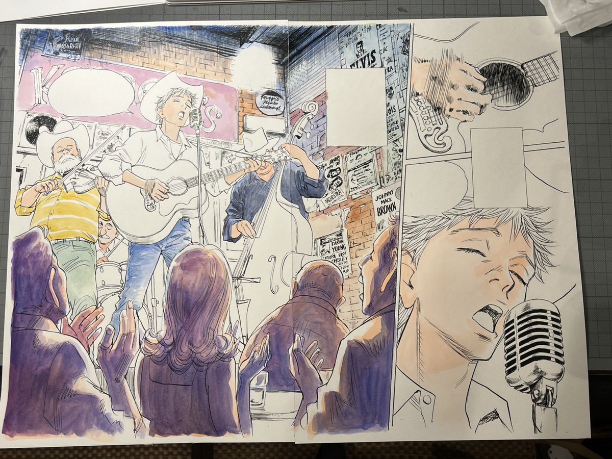 urasawa_naoki's tweet photo. 『あさドラ！』第10集絶賛発売中です！
巻頭見開きカラーの作画過程が残されていましたので公開します。やはり画用紙に絵の具で塗るという作業はスリルがあって楽しいです！#あさドラ
YouTubeのMVと合わせてお楽しみください！https://t.co/dckfDCoOyd

単行本情報https://t.co/JHUglsAHNx https://t.co/lEyQ550UJ2