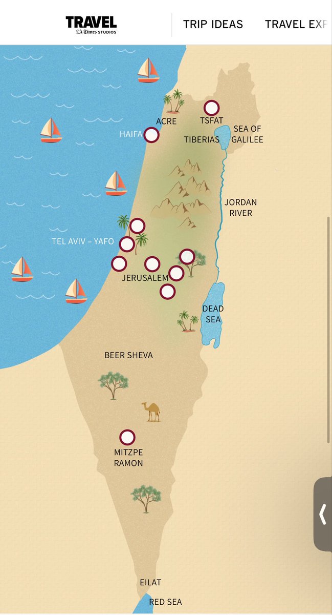 DropSiteNews's tweet photo. 🇺🇸 🇵🇸 The Los Angeles Times is running a paid Israeli government tourism campaign featuring a map that completely erases the occupied Palestinian Territories.

The sponsored content, labeled "Paid Program" and produced by the paper's branded content arm, LA Times Studios, is titled "Israel: Land of Creation," and paid for by the official tourism campaign of Israel's Ministry of Tourism. Its map shows a single, borderless Israel from the Mediterranean to the Jordan River, with no West Bank or Gaza, and appears to fold in the occupied Syrian Golan Heights.

No U.S. law bars the ad, but the map contradicts international law. The UN Security Council declared Israel's 1981 annexation of the Golan "null and void," and the International Court of Justice found in 2024 that Israel's occupation of Palestinian territory is unlawful and that states must not recognize it. In the UK, in 2012, an ad regulator banned an Israeli tourism ad for misleadingly implying the West Bank, Gaza and Golan were Israeli.

Drop Site previously reported that the LA Times ran ads promoting tourism in the occupied Golan.