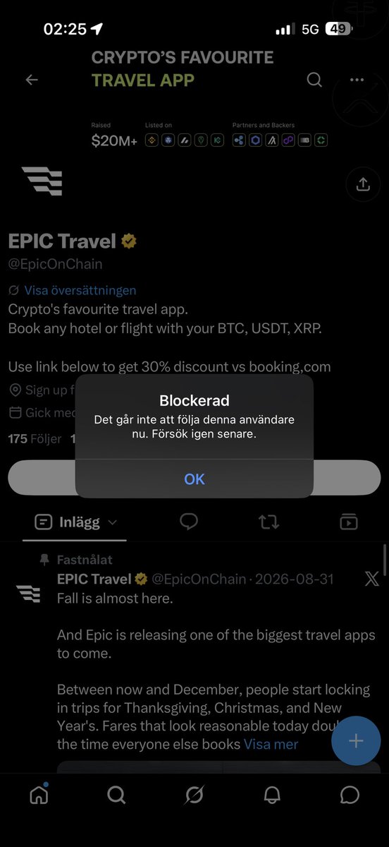 ArtisanCS2's tweet photo. I asked Epic Travel when the release date is coming? And they just blocked me. They have always delayed releases even from the older projects as Ethern and Epic (previously RWA project). This is a scam project which is a pump and dump scheme. Dear to comment? CEO @AdrianBaschuk https://t.co/vG1vKpX1Pi