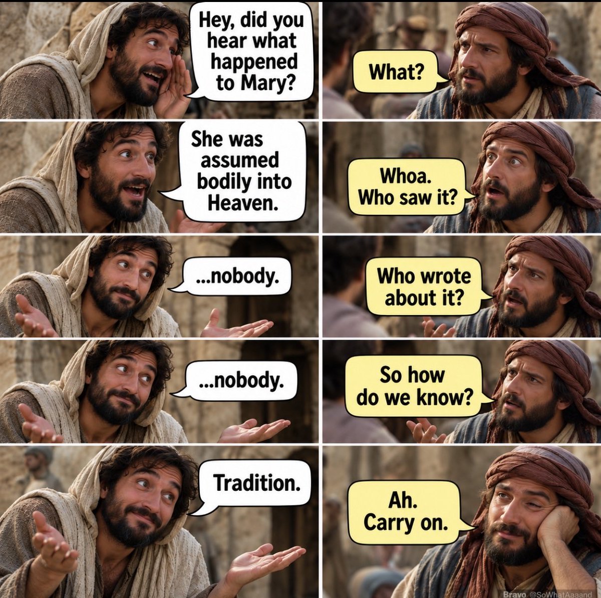 SoWhatAaaand's tweet photo. No witnesses. No apostolic record. No Scripture. No problem…. Tradition https://t.co/jvKtKyec8s